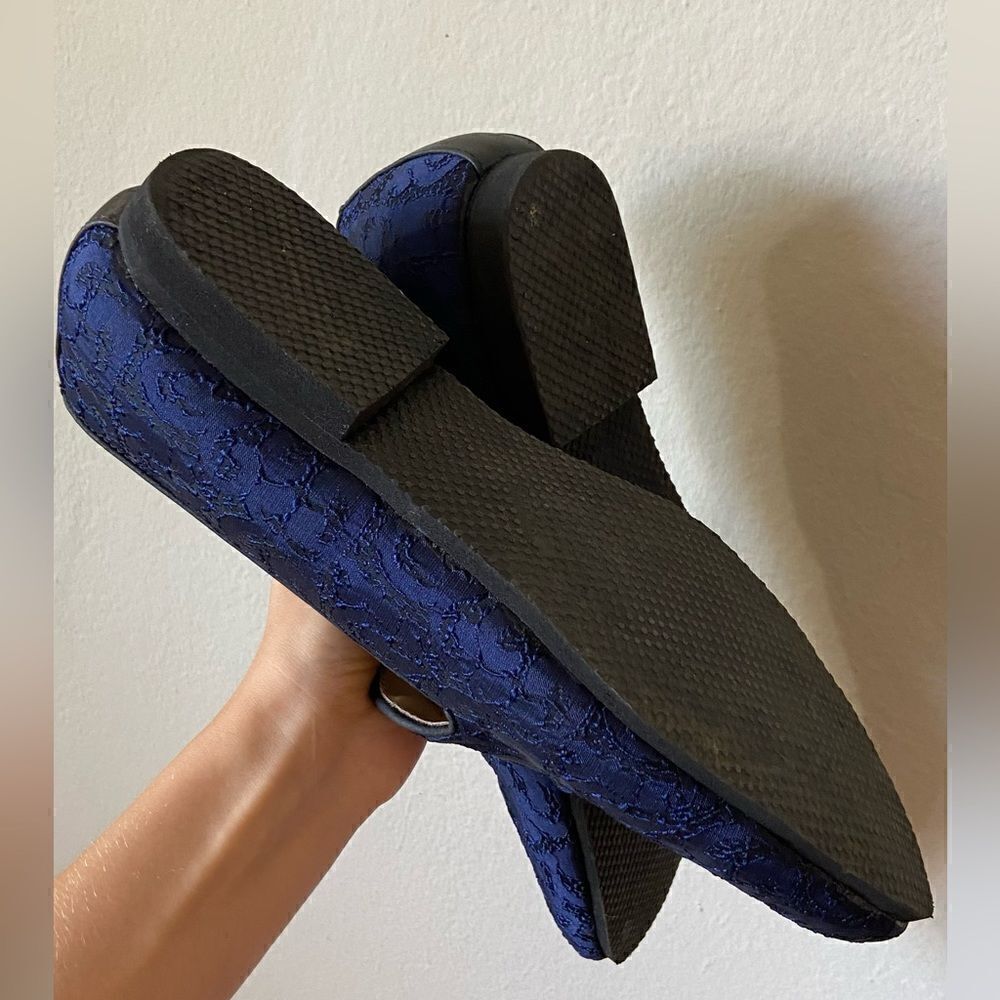 Royal Self Embroidered Blue Shode Loafer Style Juti Size 9 - Picture 11 of 11